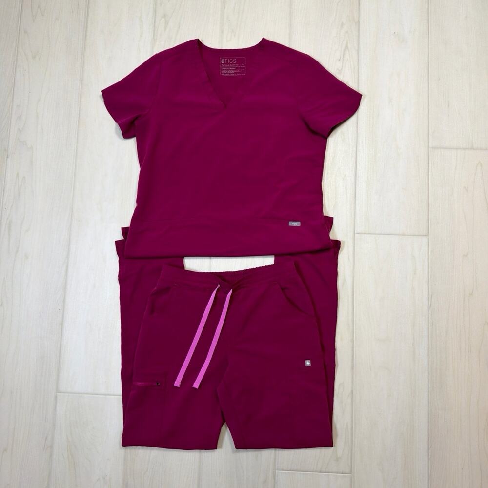 FIGS Dark Magenta Casma Top Yola Skinny Pants Scrub Set Medical Uniform Size XS